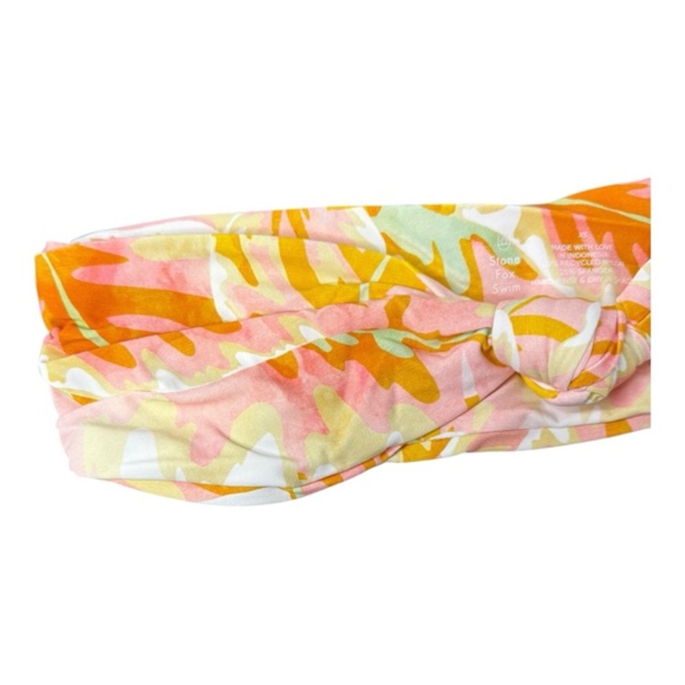 Stone Fox Swim Lele Bandeau Bikini‎ Top in Hot Tropix Print XS NWT - Picture 7 of 11